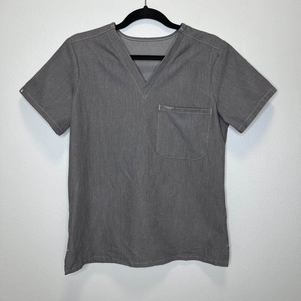Figs Scrubs Top Women Small Catarina One Pocket Gray Short Sleeve Medical Field